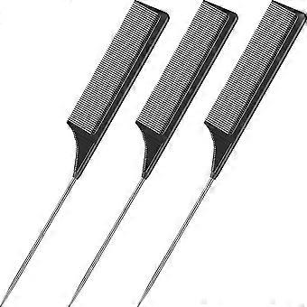 Peines de burla resistentes al calor de fibra con pintail (12pcs, negro)