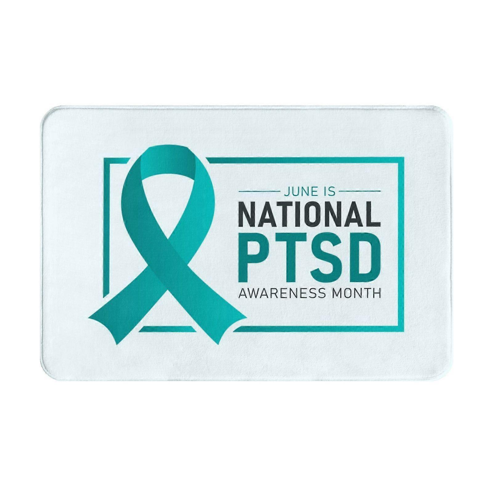 شهر التوعية باضطراب ما بعد الصدمة 05 ممسحة داخلية غير قابلة للانزلاق حصائر الباب الأمامي حصائر قابلة للغسل للمدخل ، أرضية داخل الباب الخلفي الشرفة في الهواء الطلق داخلي 16x24in