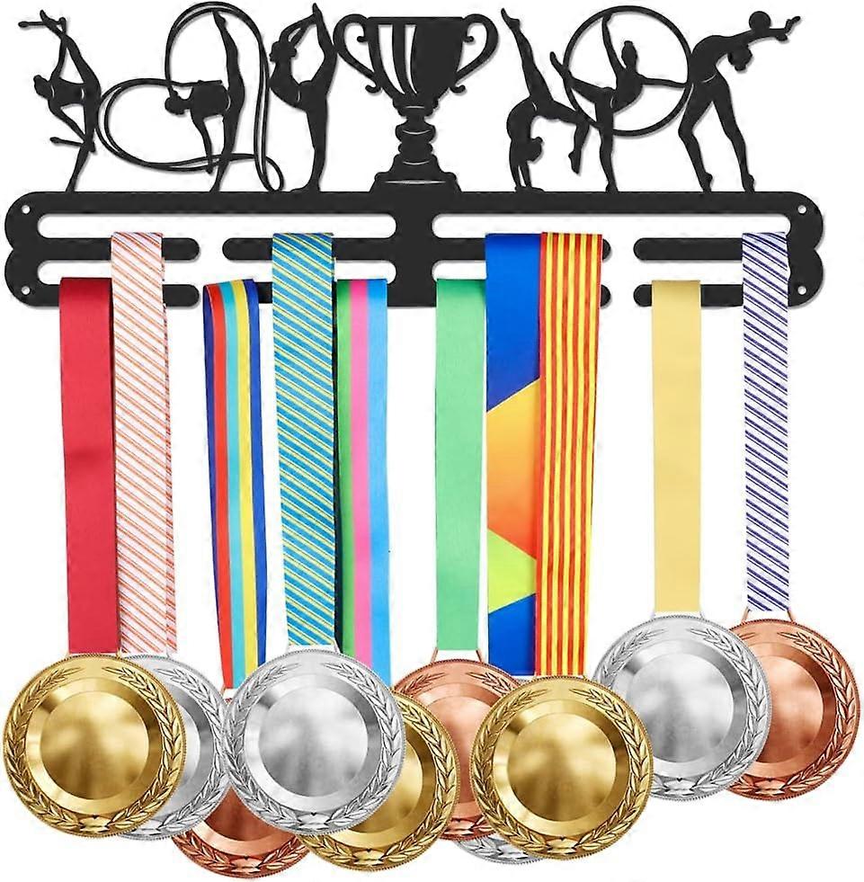 DIY Medal Holder Display Hanger Rack Frame for Gymnastics Sturdy Black Steel Metal with ElementsWall Mounted Hooks Medal Rack Display Over 60 Medals D