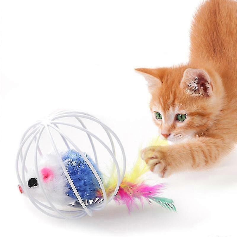 Cage à balle Drôle de chat Cage jouet avec plume Lapin Souris