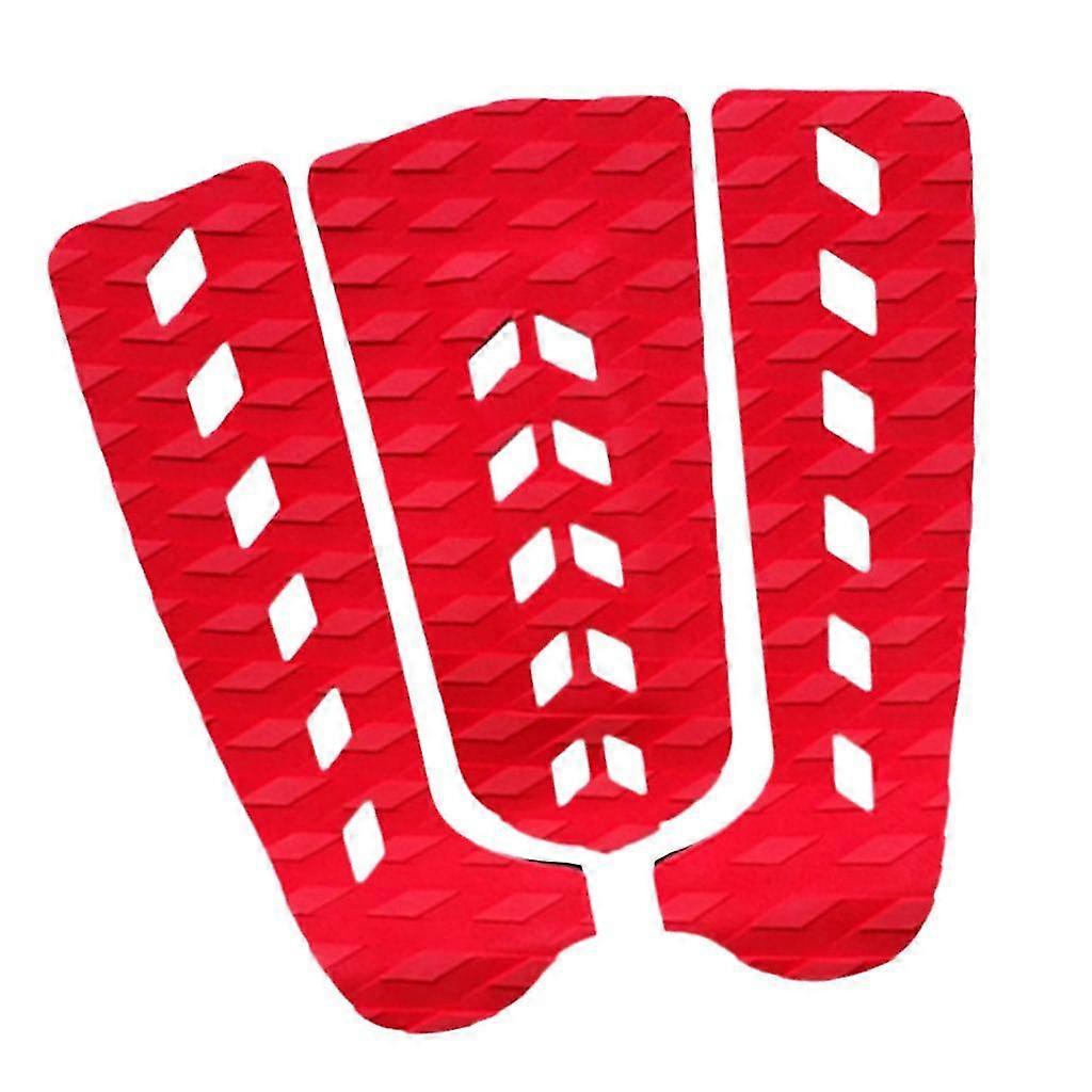 3pcs Surfboard Surf Sup Paddleboard Traction Pad Tail Pad Deck Grips Red