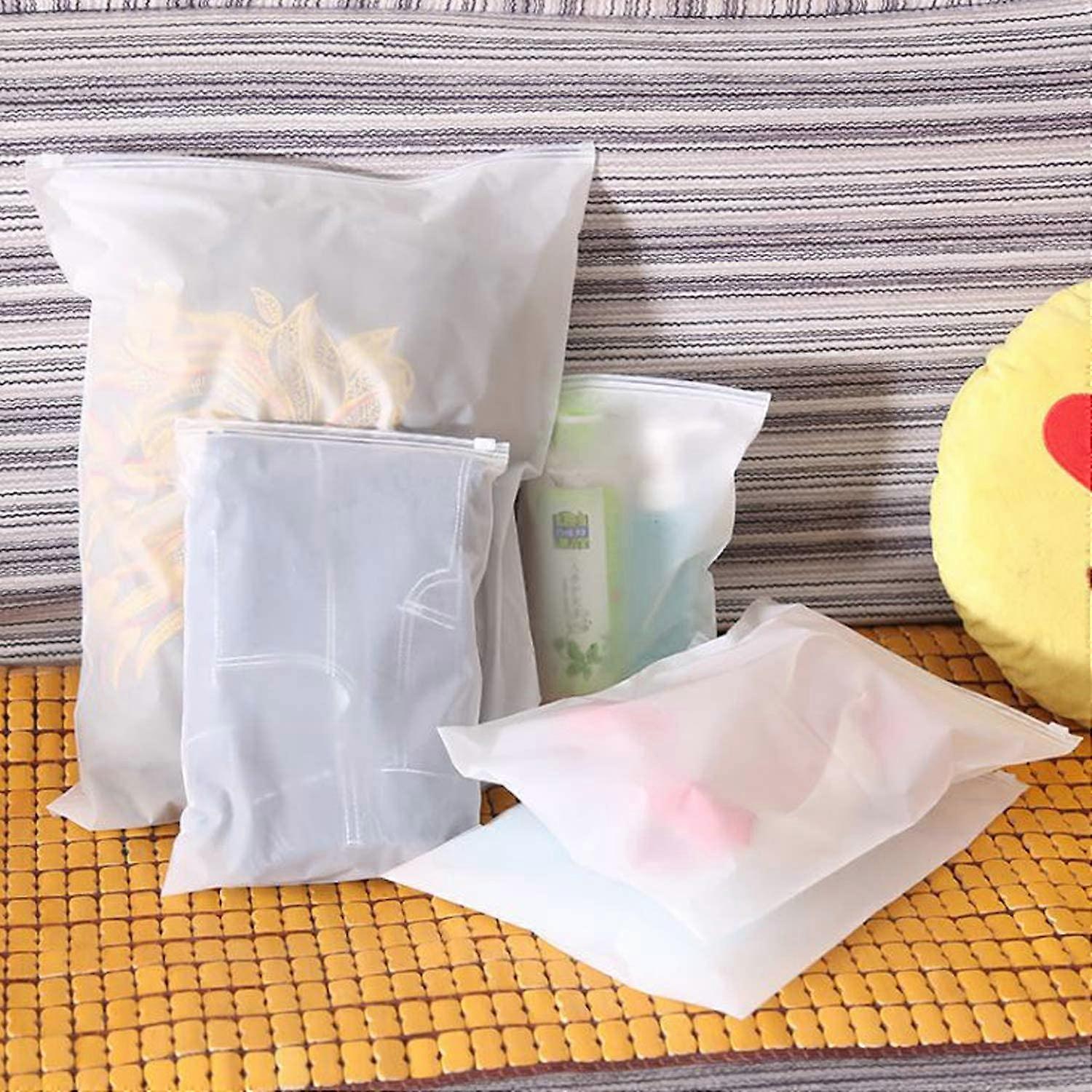 50 Pcs Frosted Resealable Bag Plastic Zip-Lock Seal Clothes Bags