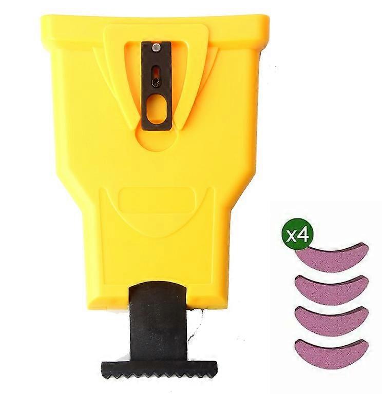 Yellow Chain Sharpener for Chainsaw, Weeder Chain, with 4pcs Replaceable Sharpening Stone