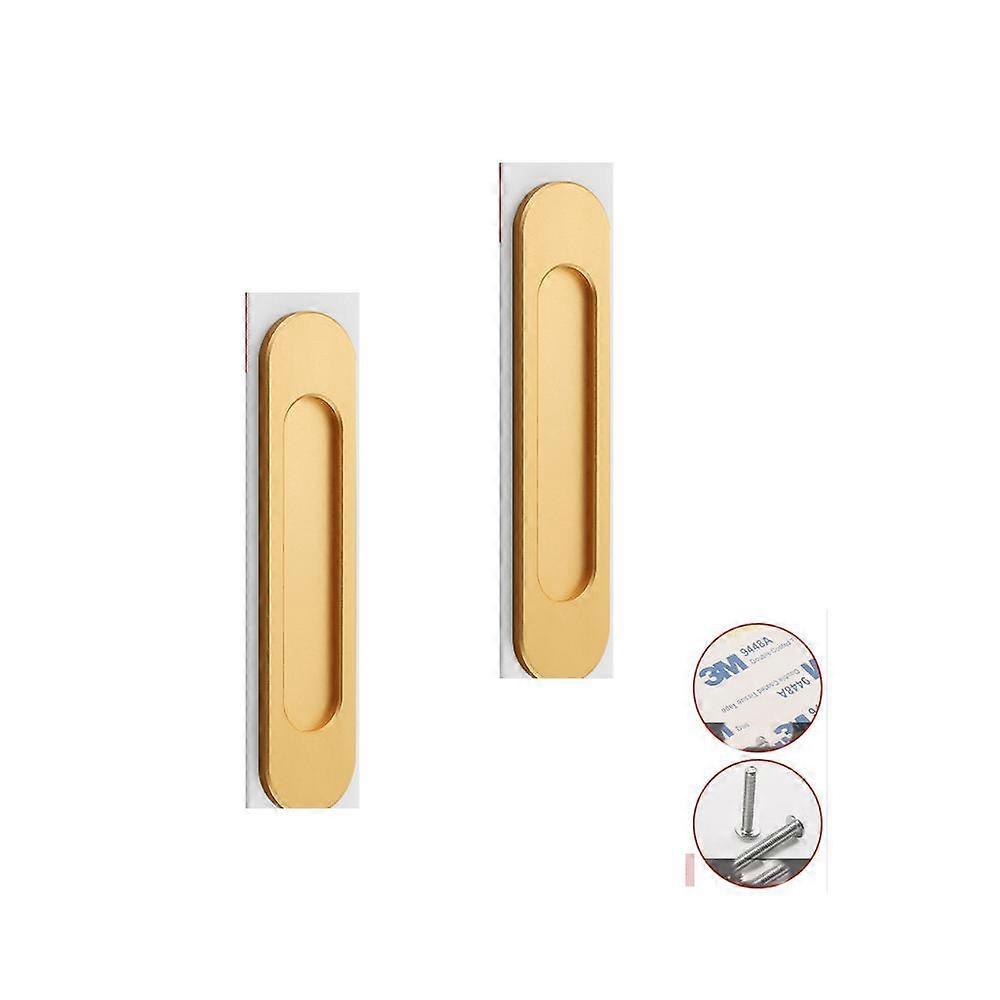 2PCS Sliding door handle without perforation Double-sided adhesive for sliding door handle gold