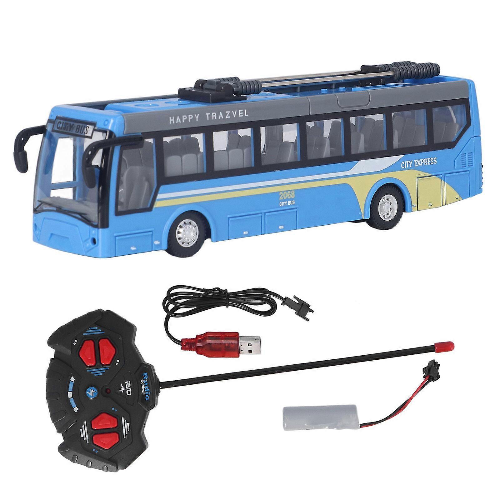 (Blue)RC School Bus Toys Remote Control Bus Toys Turn Left Go All Directions