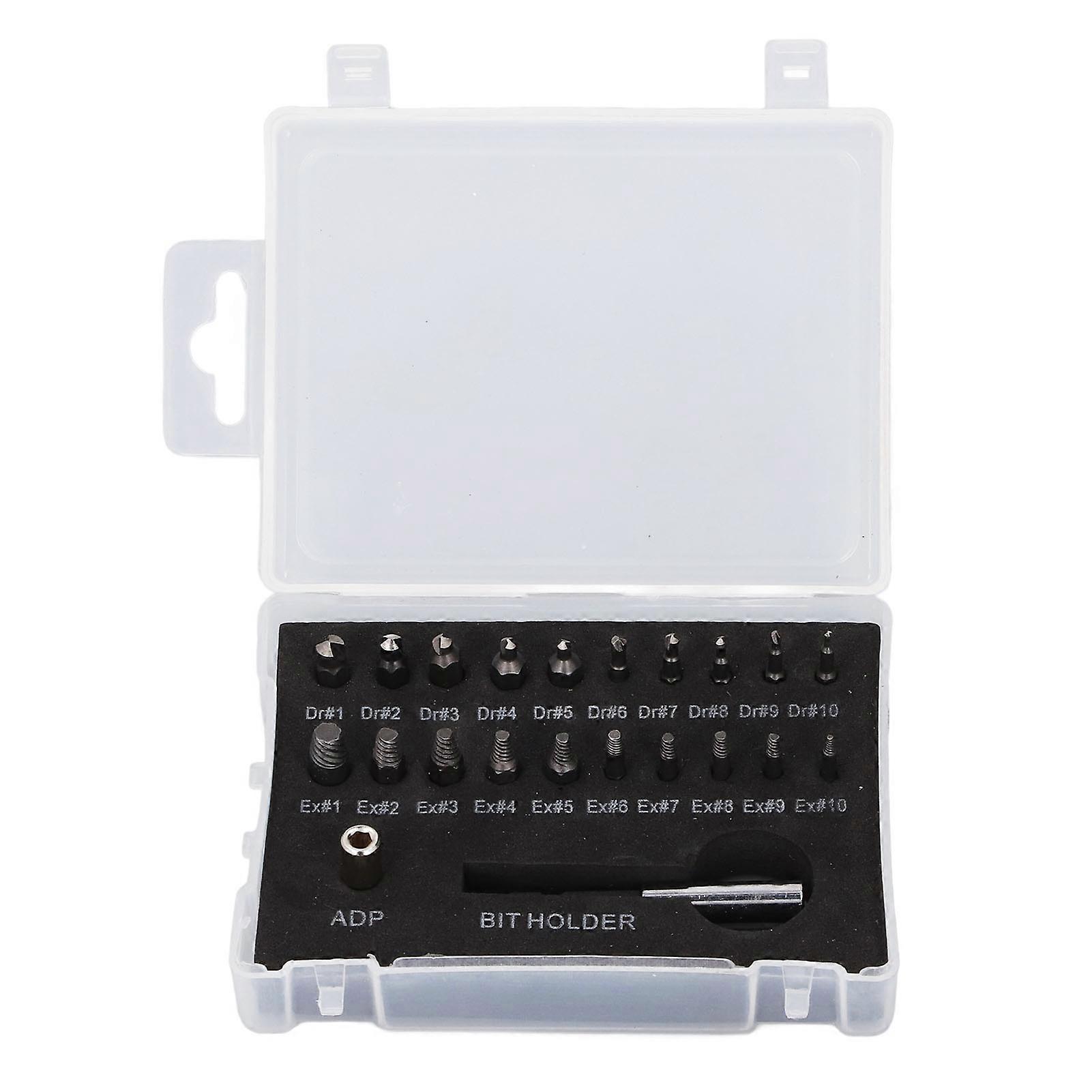 22PCS Set Broken Bolt Remover Set High Speed Steel Multifunctional Damaged Screw Extractor Kit