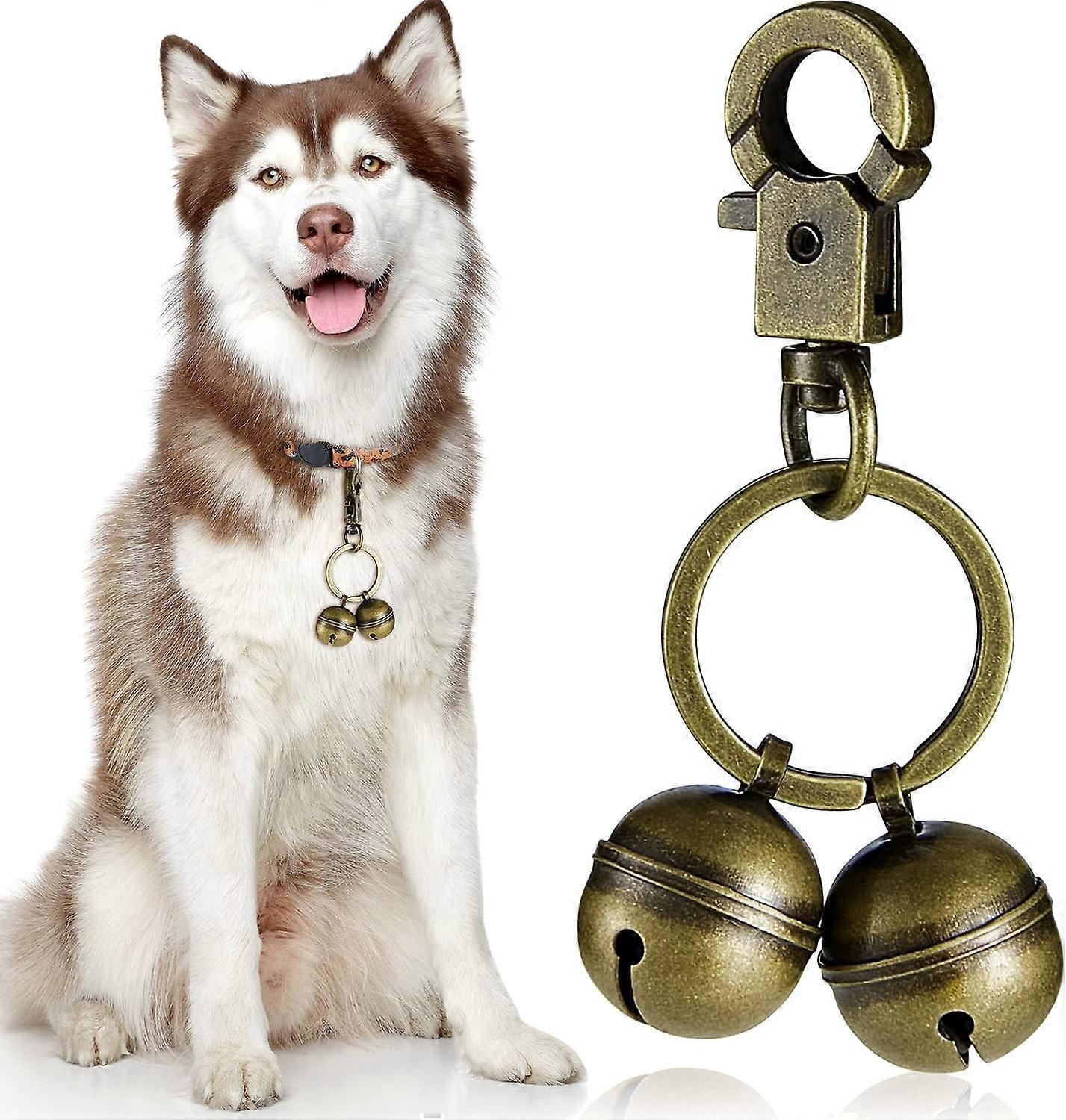 Extra Loud Pair of Cat and Dog Bells Durable Brass Bells for Pets Collar Charm Pendant Bells with Clasp Swivel Pet Tracker