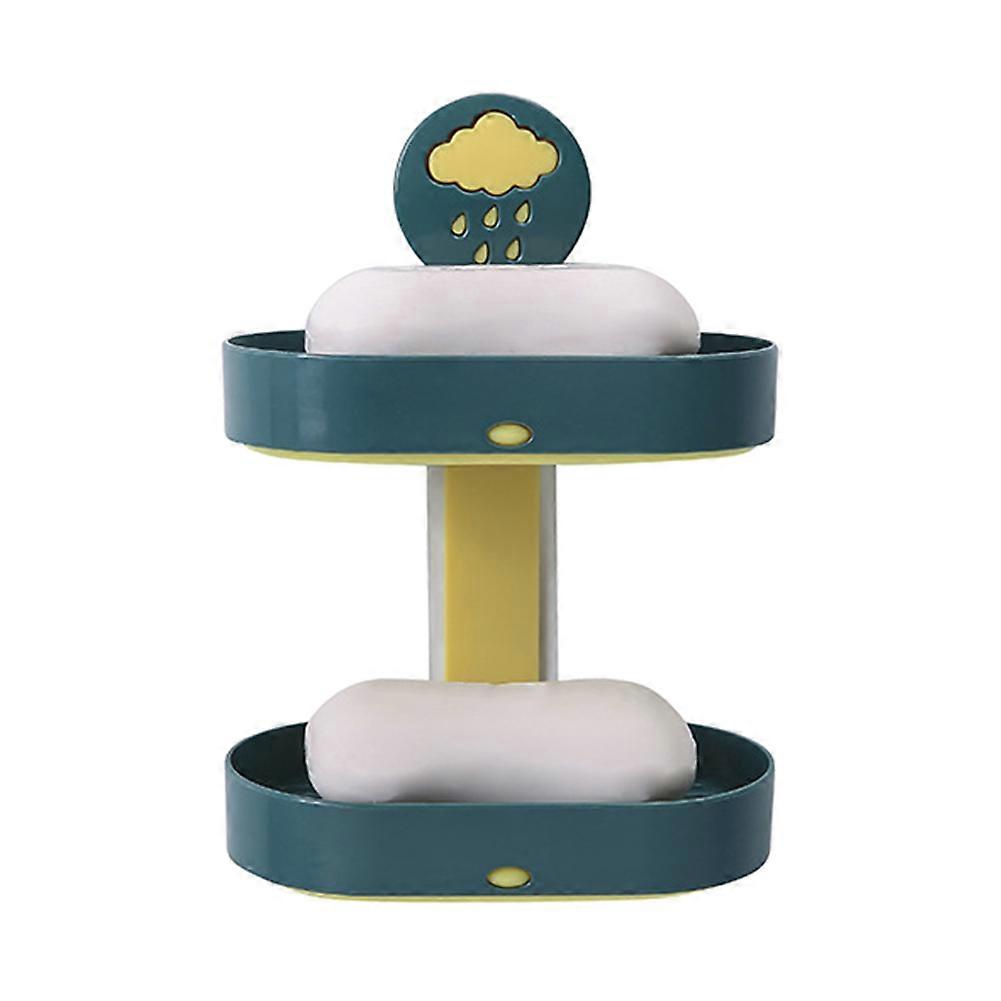 2-layer Cute Cloud Punch Free Soap Storage Box Draining Rack Bathroom Organizer
