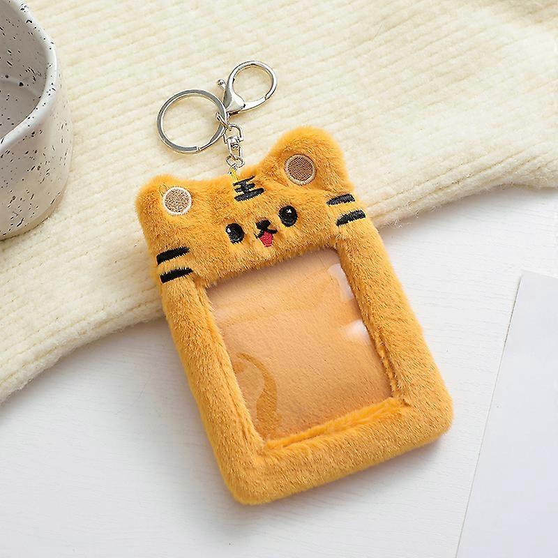 Cute Plush Bear Rabbit Photocard Holder Credit ID Bank Card Bus Card Protective Case Photo Girls Keychain Sleeves Stationery