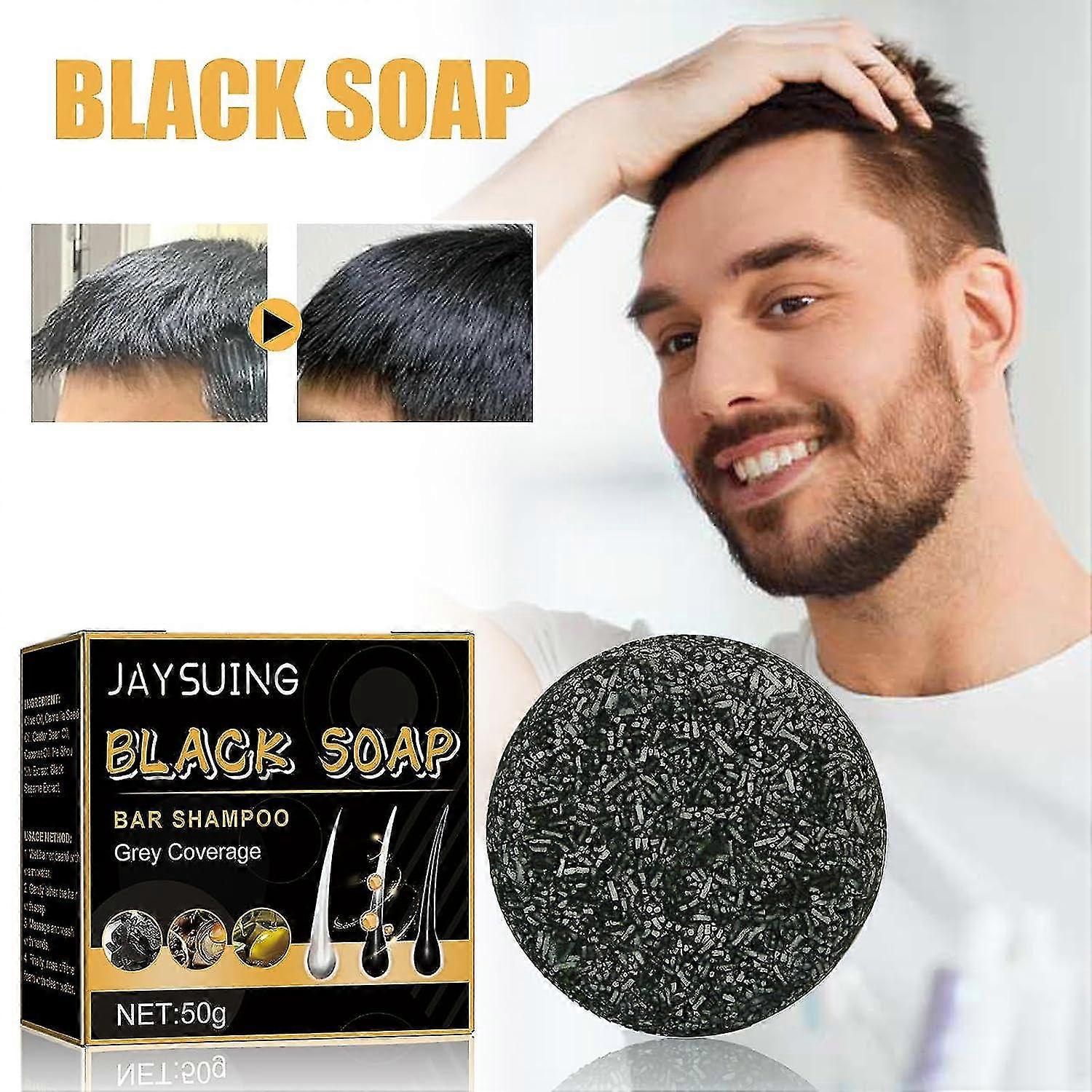 Jaysuing Black Soap For Hair, Black Soap Bar, Gray Coverage Bar