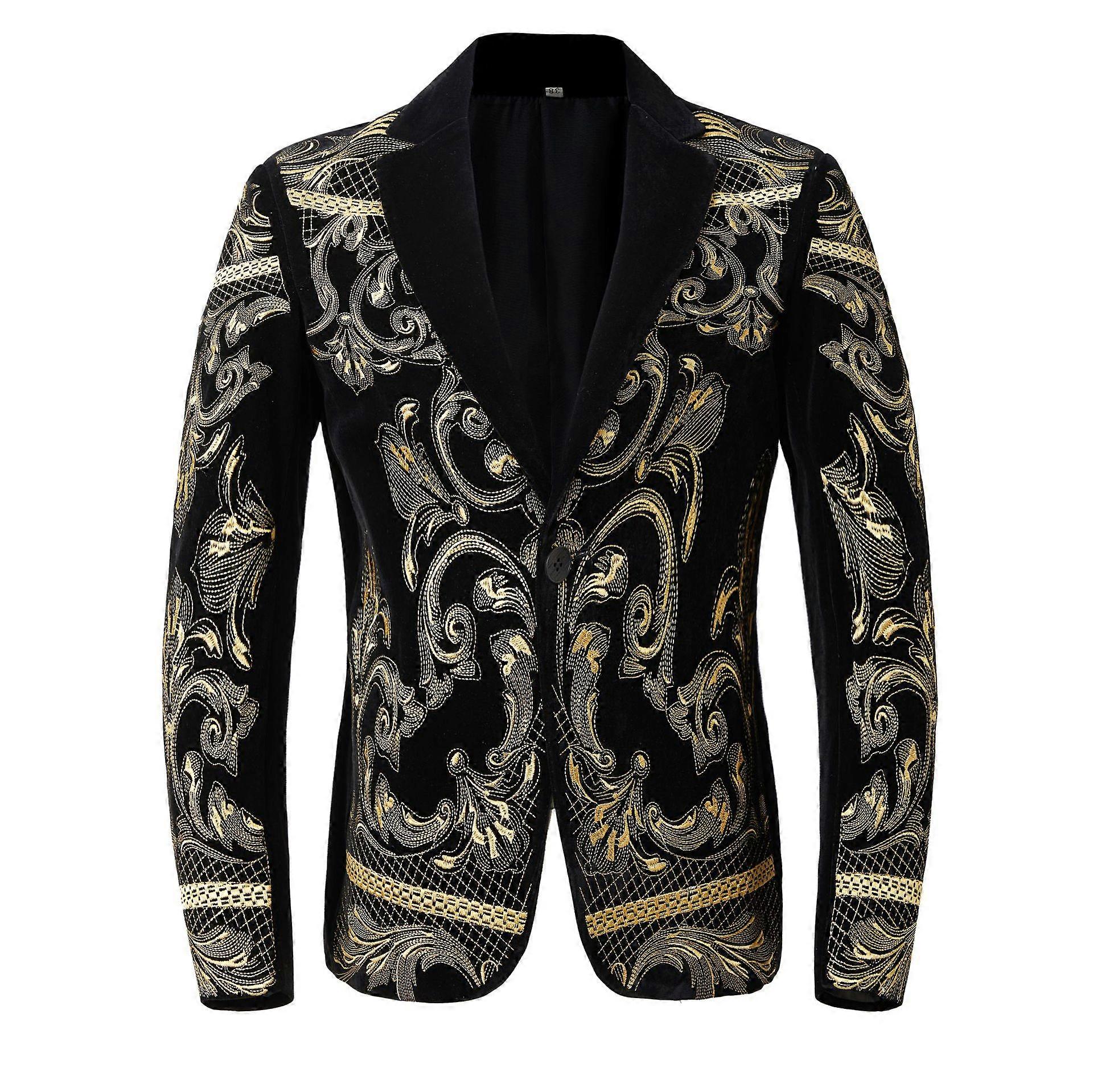 Men's suits tailored gold embroidered jacket