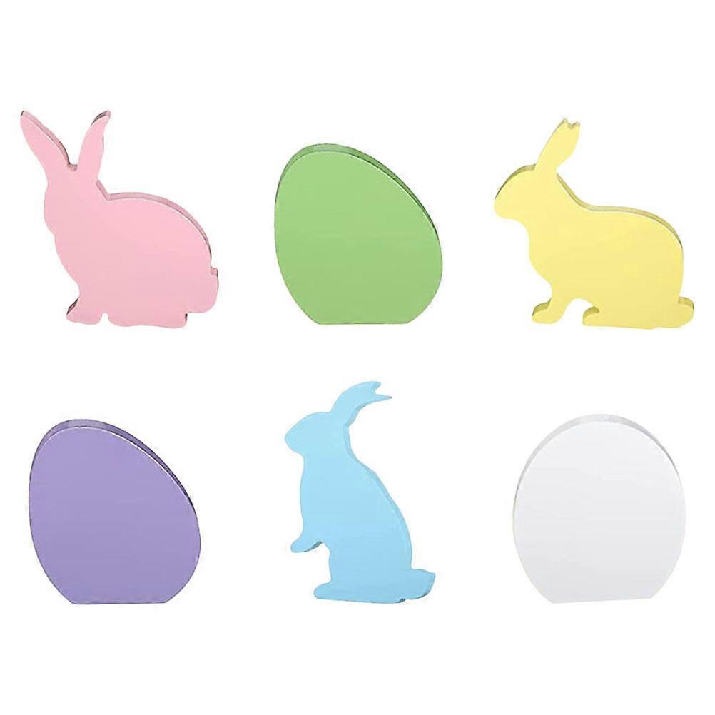 6pcs Easter Decorations Easter Tiered Tray Decoration Easter Decoration Spring Wood Signs