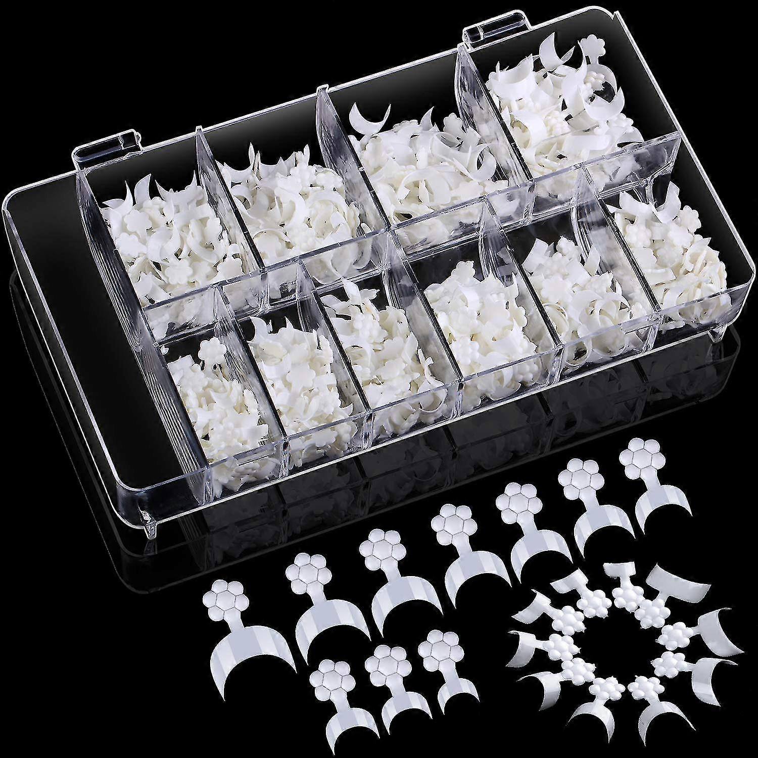 Wqtv 500 pièces Blanc Français Nail Tips C Curve Shape Fausses pointes d’ongles Français style court