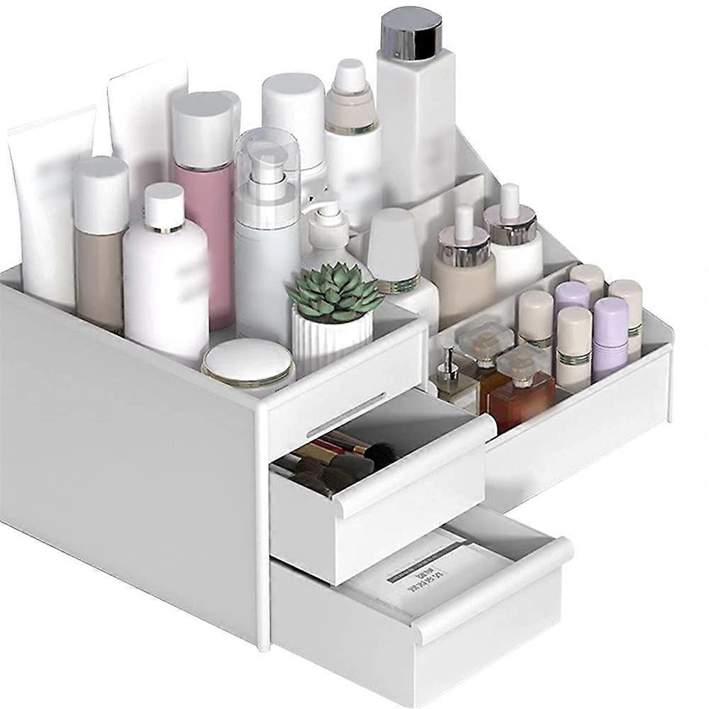 Makeup Organizer For Vanity Large Capacity Desk Storage With Drawers Plastic Holder For Cosmetics