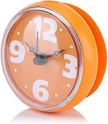 Waterproof Suction Wall Window Mirror Bath Clock (Orange) (1Pcs)