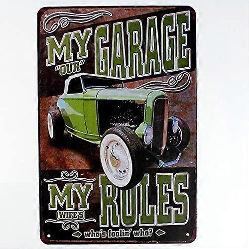 面白いサイン私のガレージ私のルール金属ブリキサインバーカフェガレージ壁の装飾レトロヴィンテージ8 X 12インチ