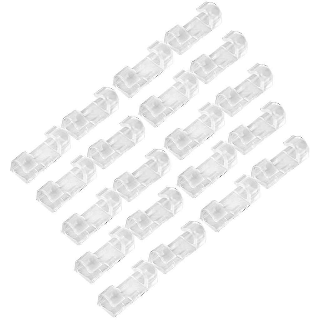 20pcs Self Stick Wire Cable Cord Clips Clamp Table Wall Tidy Organizer Holder For Home Network- Data