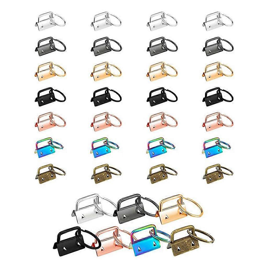 35 Pieces Key Fob Hardware with Split Rings Set Assorted Colors Tail Clips for Luggage Wristlet Clamp Lanyard Keychain DIY Making Supplies