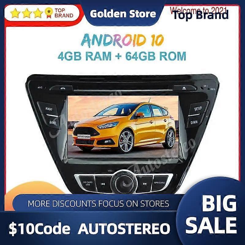 Android 12.0 4+64GB Car GPS Navigation for Hyundai Elantra 2014+ Avante Auto Stereo Head Unit Multimedia Player Radio Recorder