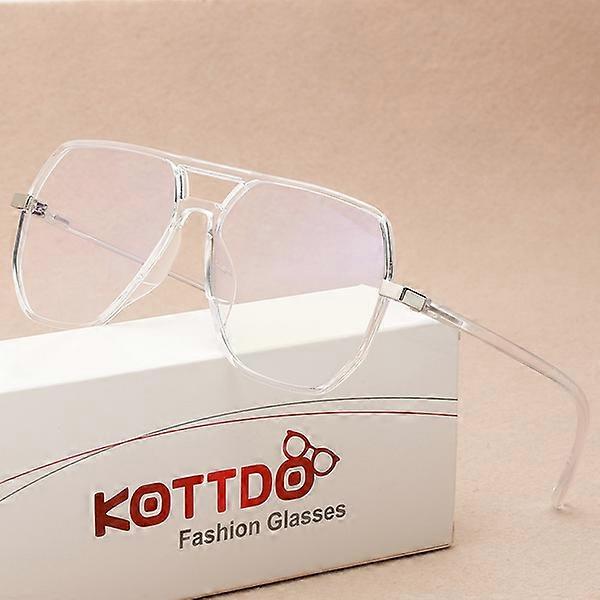 Moda Oversized Transparente Computador Anti-Luz Azul Óculos [Transparente]