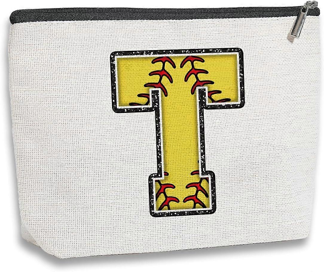 ソフトボールパーソナライズされたギフトイニシャルメイクアップバッグモノグラム化粧品バッグ女性のためのソフトボールギフトママ、女の子、友達コーチ、ソフトボールチームギフト旅行T