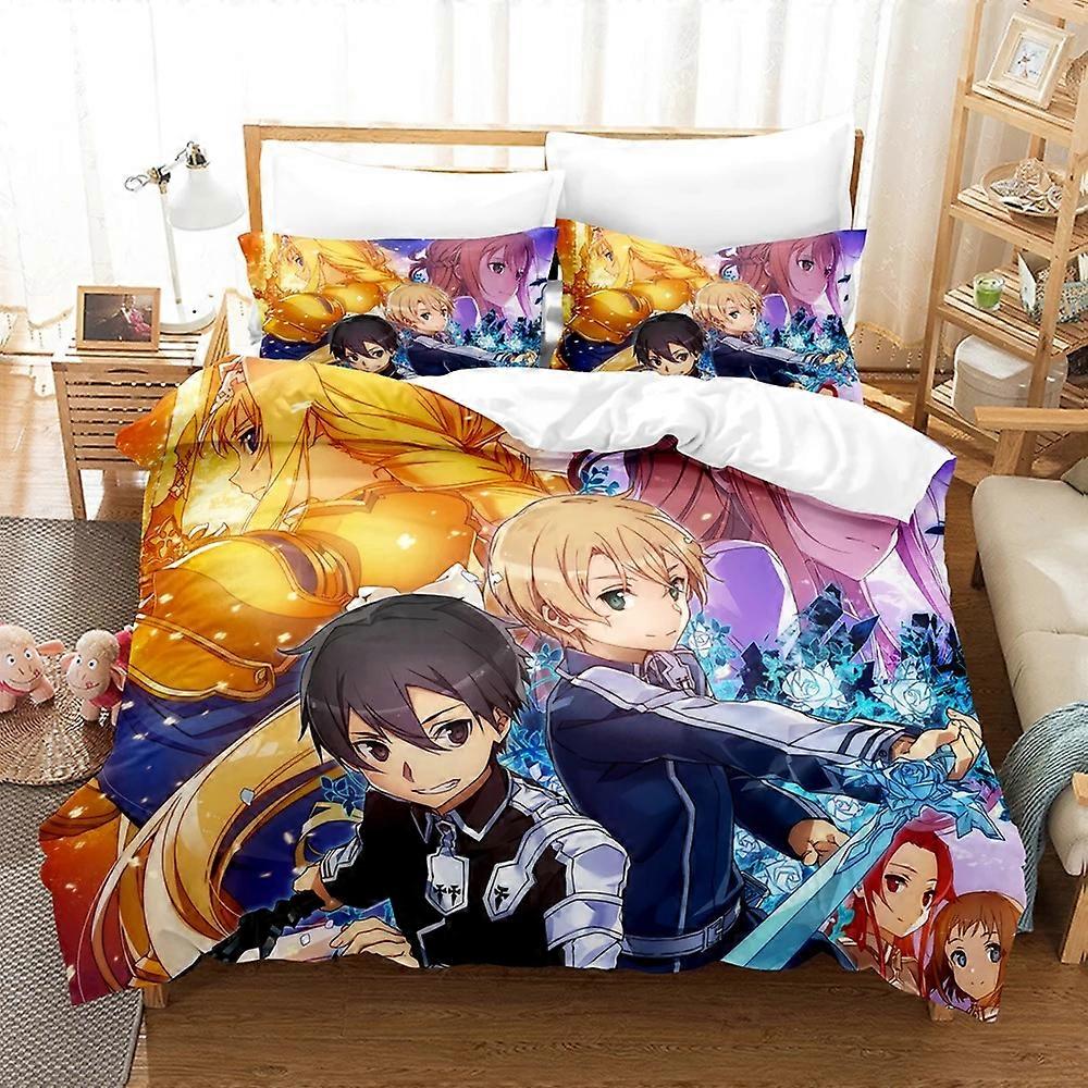 a1572 Lençóis Sword God Domain Conjuntos de Cama Conjunto de Capa de Edredão com Fronha Roupa de Cama Capa de EdredãoConjunto de Cama de 3 Peças (1 Capa de Edredão + 2 Almofadas S