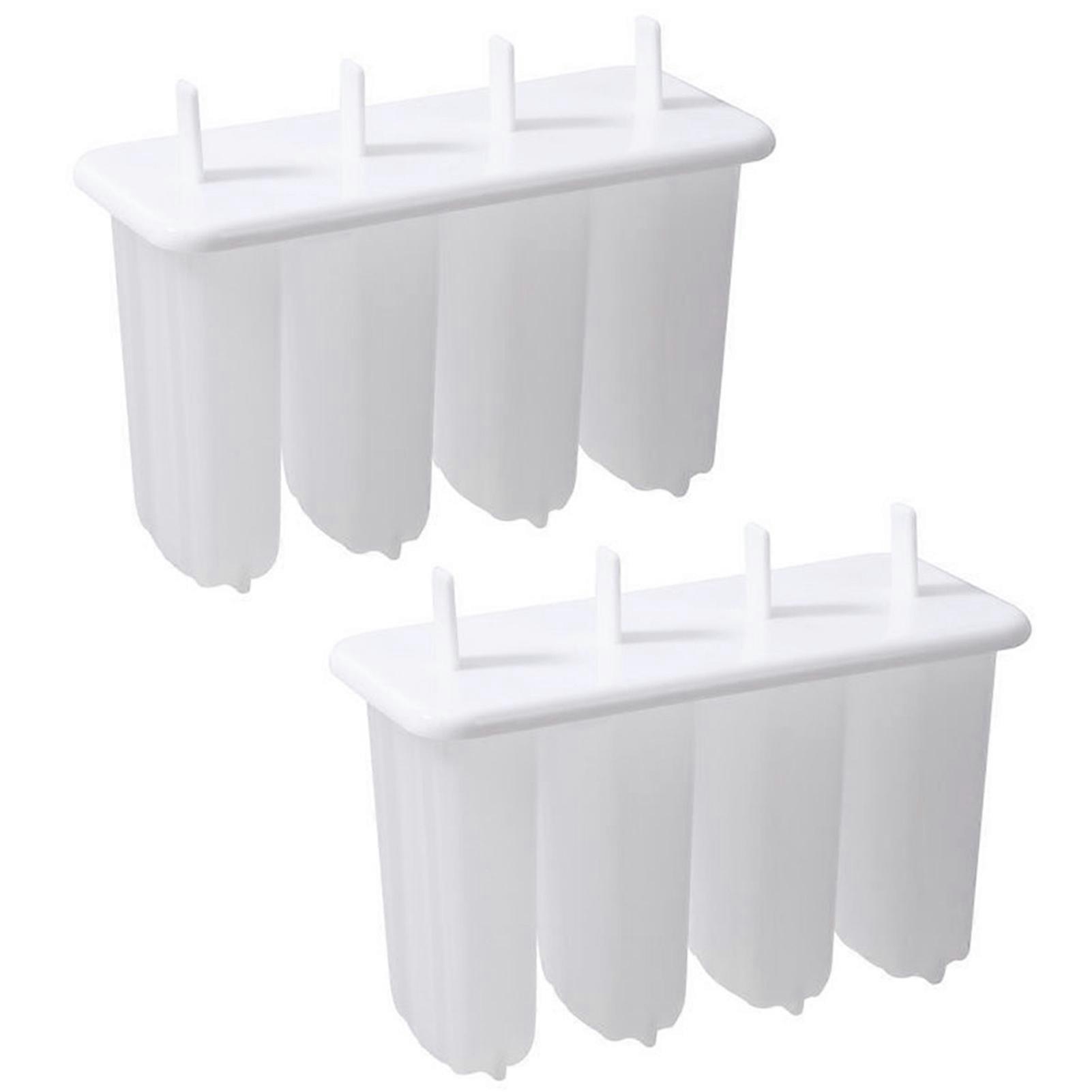 2Pcs Ice Cube Molds Food Grade Non-Stick Reusable Easy Demoulding with Stick And Lid Ice Cubes Making Eco-friendly 4-Cavity Popsicle Silicone Molds Ki