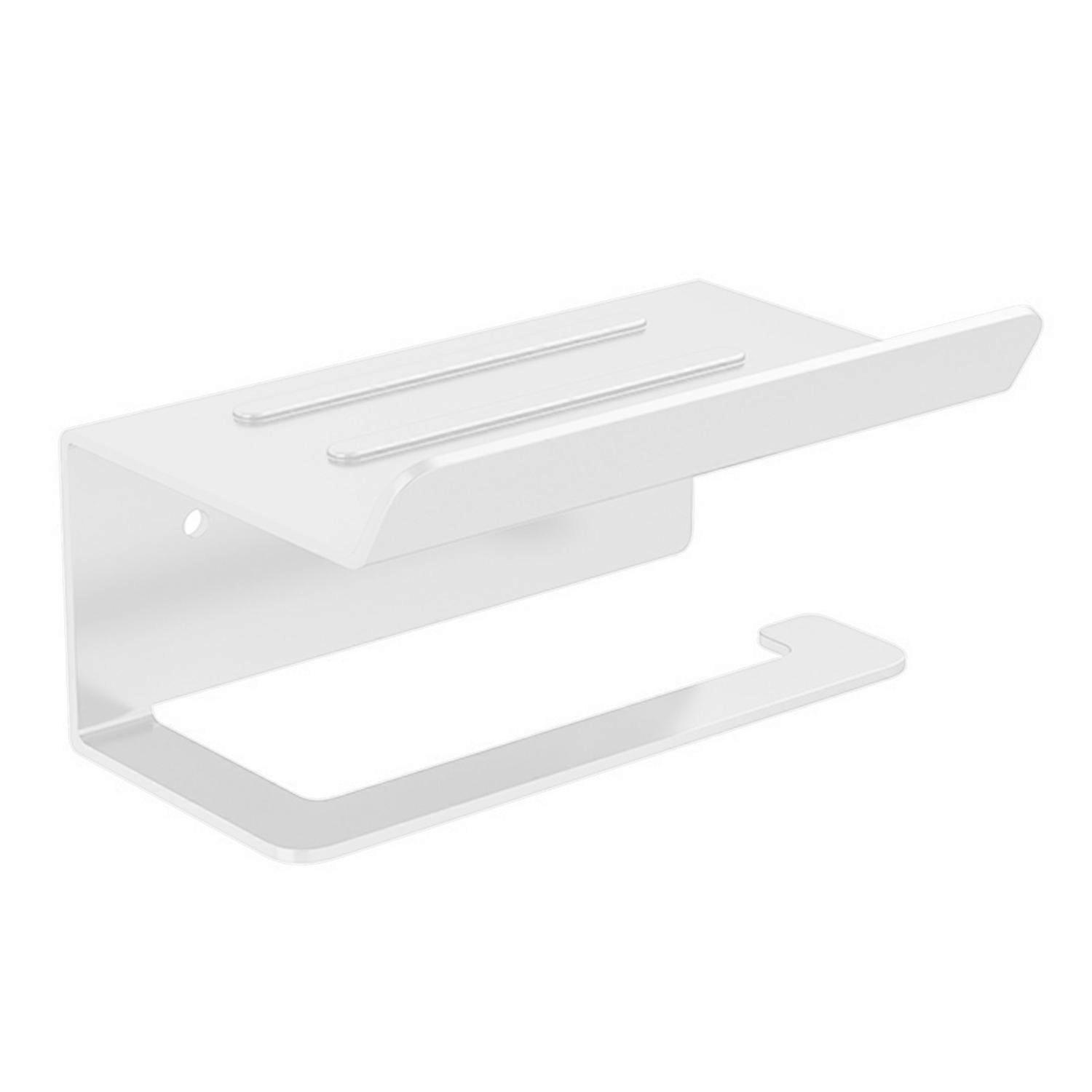 1 Set Paper Towel Rack Easy Installation Carbon Steel Wall-mounted Toilet Paper Holder with Shelf