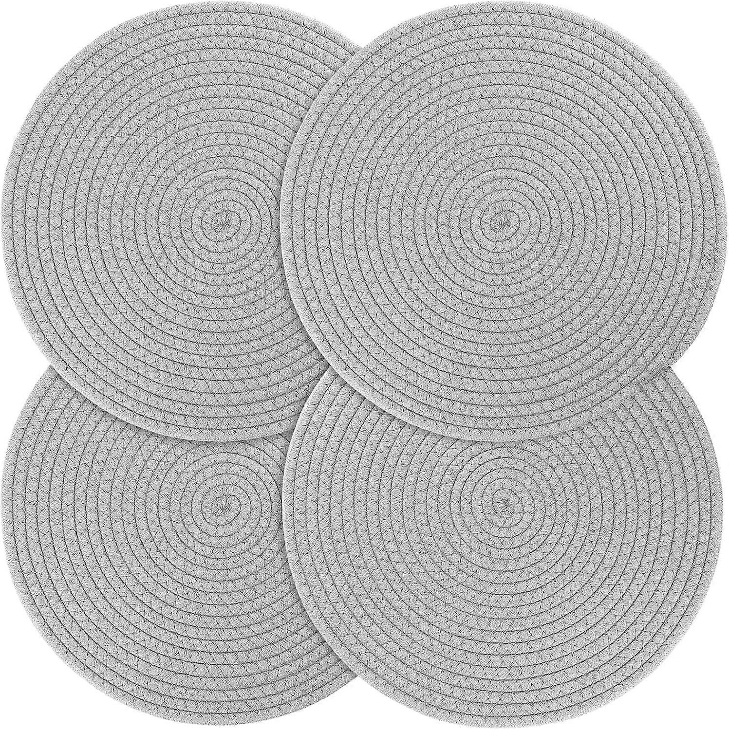 4 Set Round Woven Placemat for Dining Table 13 Inch