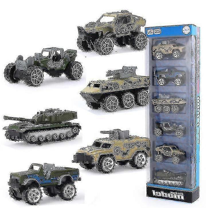 6pcs Sliding Military Car, Parent-child Interactive Simulation Car Model