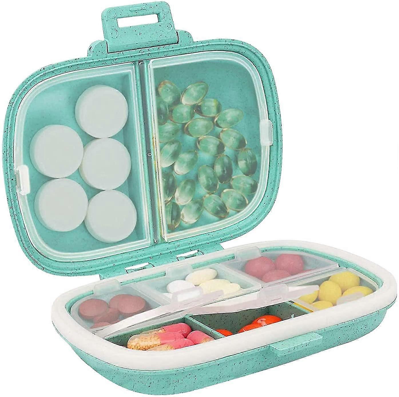 8 Compartments Travel Pill Organizer Moisture Proof Small Pill Box For Poet Purse Daily Pill Case Portable Medicine Vitamin Holder Container (blue)