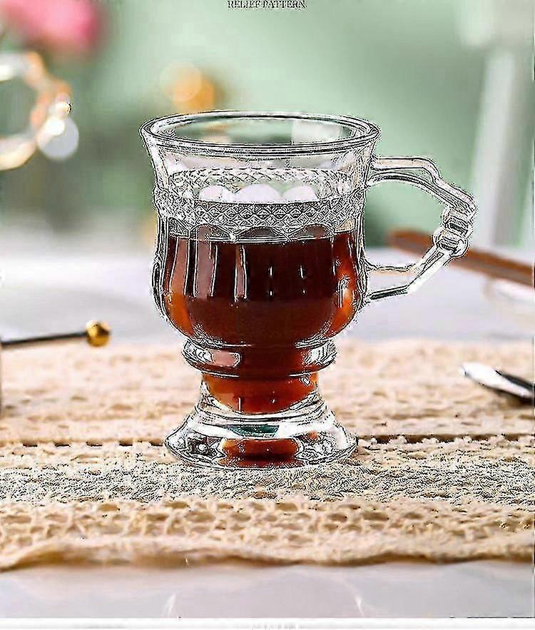 فنجان قهوة فنجان شاي أوروبي زجاجي سميك مقاوم للحرارة (أبيض)