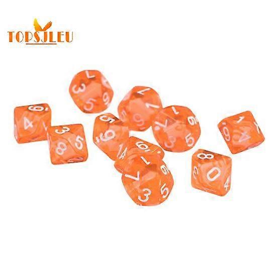 Transparent Polyhedral D10 Multicolor Dice - 10Pcs Set, Great for Game Parties and Pub Supplies