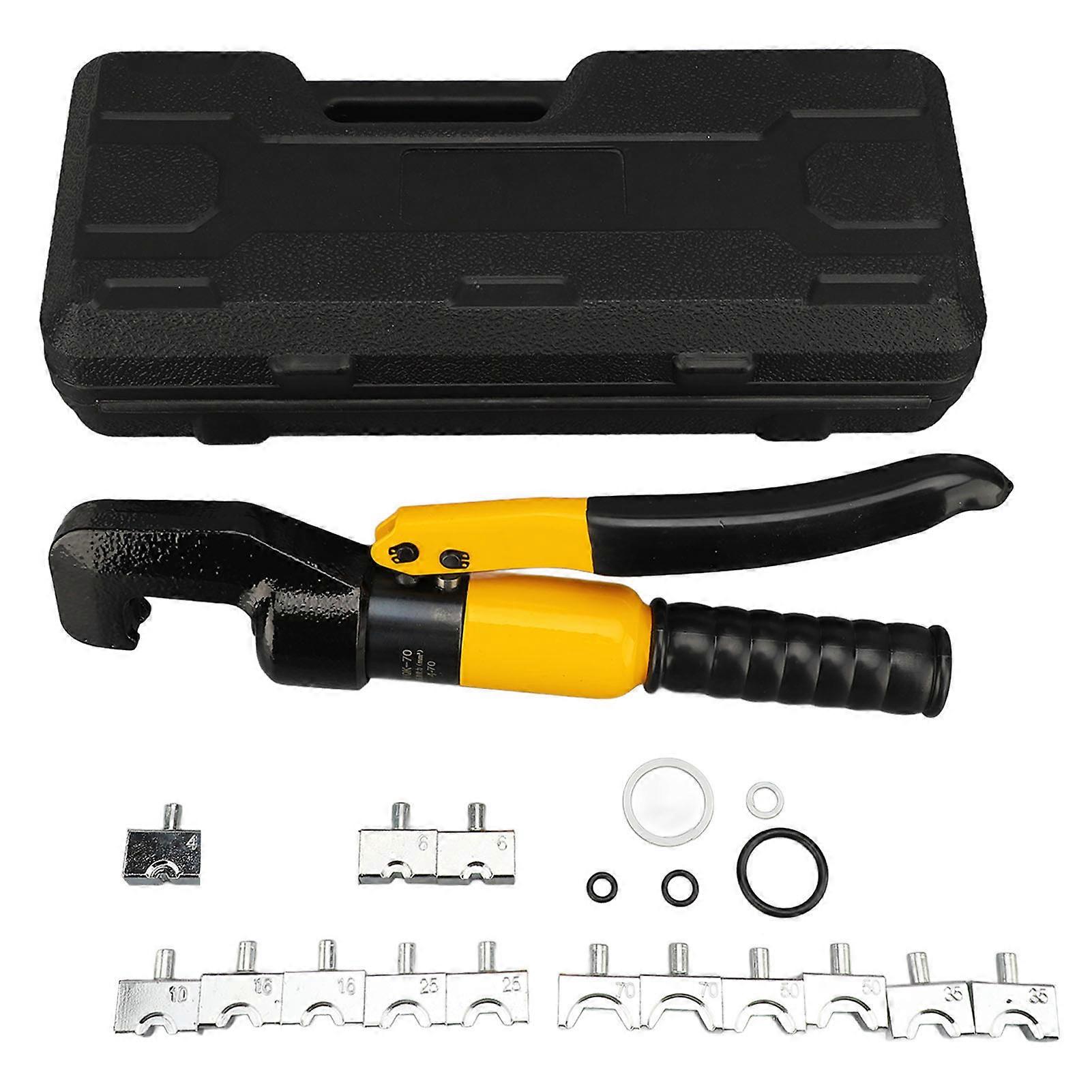 Hydraulic Pliers with 16 Dies Portable Crimping Tool Manual Wire Crimper for Copper Aluminum Terminal Lug Yellow