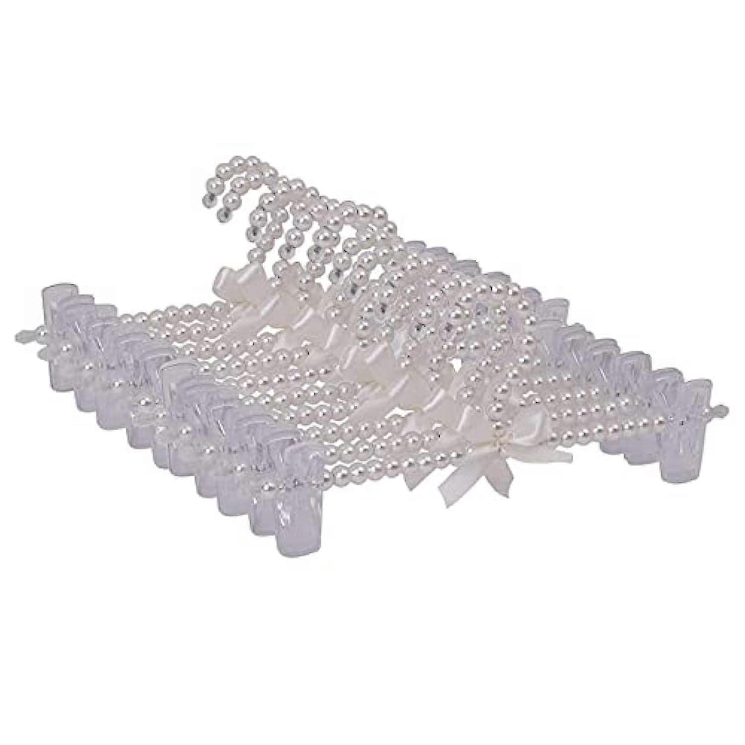 10PCS Pearl Beaded Bowknot Pants Hangers for Skirts and Trousers, Adjustable Non-Slip Design, Elegant Style