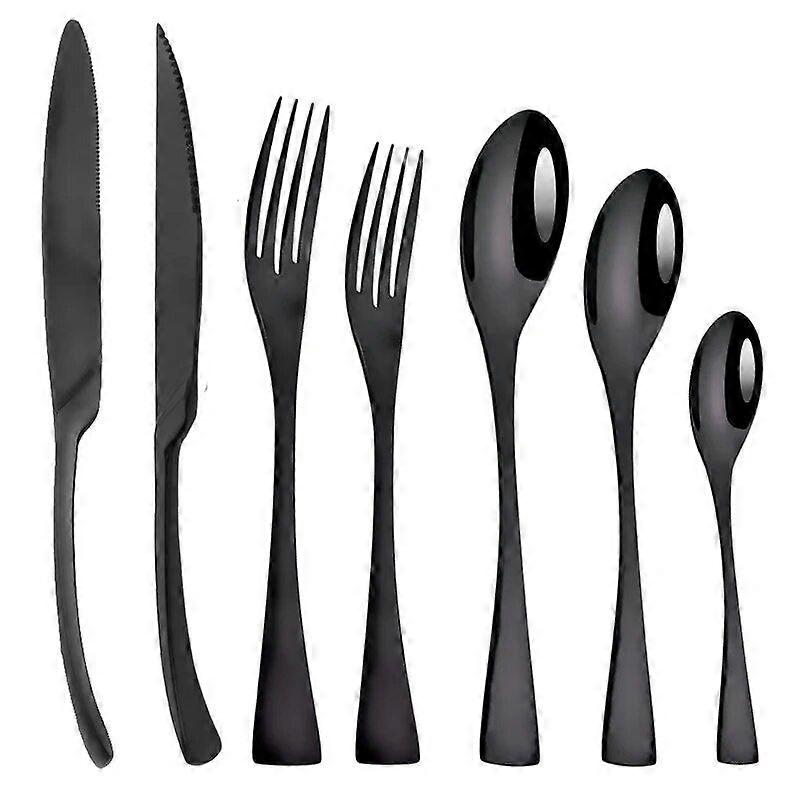 Kitchen Fork Tableware Dessert Steak 7pcs Set Steel Set Dinner Knife 18/10 Flatware Stainless Teaspoon Cutlery Dinnerware Mirror