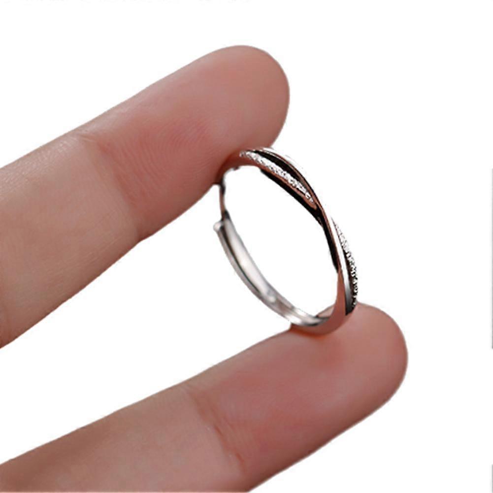 Fashion Silver Color Line Cross Ring Simple Opening Adjustable FingerRing