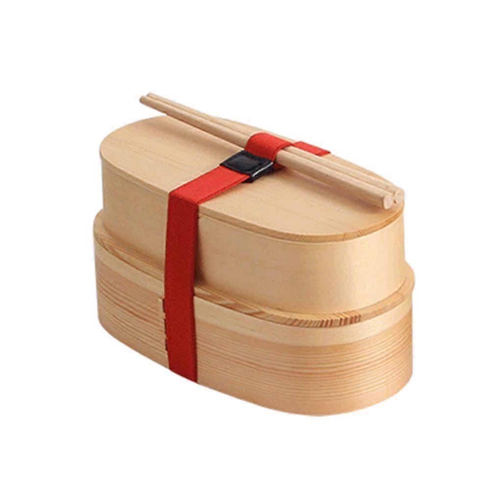 Single-layer Double-layer Japanese Bento Box Partition Detachable 3 Compartments with Chopsticks Fixed Strap Household