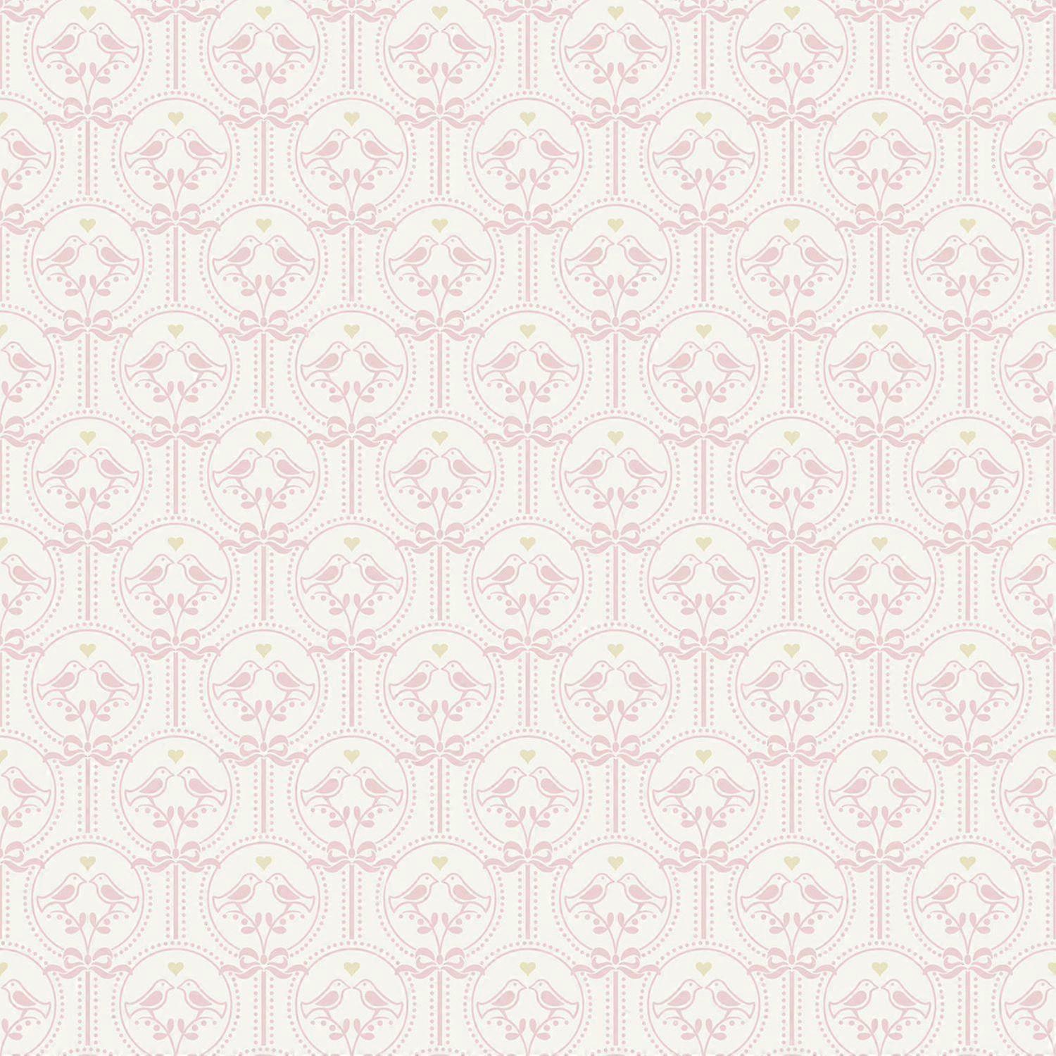 Grandeco Jack 'N Rose Pink Birds Wallpaper