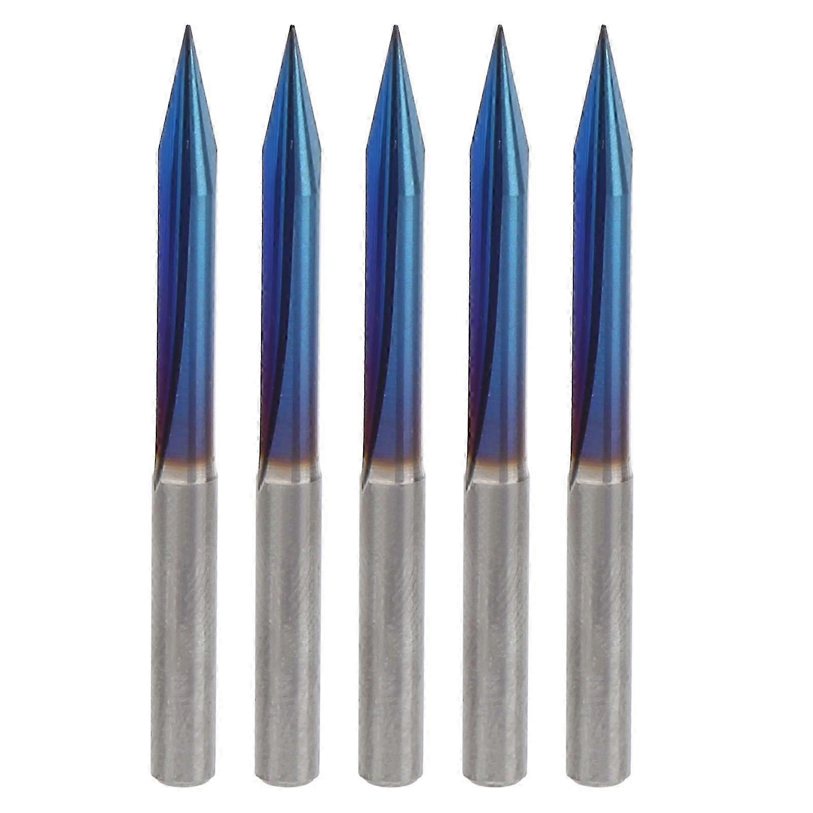 5pcs 2 Flutes V Tip Engraving Bit 4mm Shank Straight End Mill Cutter Carving Tool 4x0.3x20