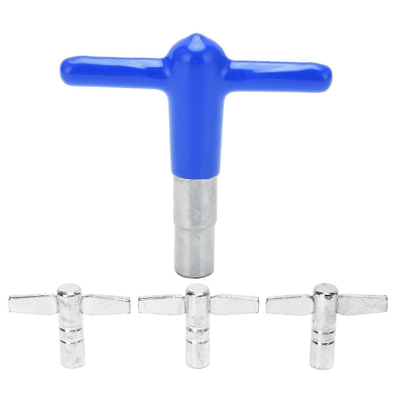 4 Stück Drum Tuning Tasten T Griff Metall Robuster glatter Drum Key Tuner mit Silikonabdeckung Blau