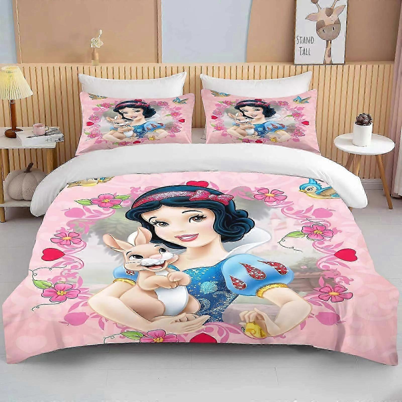 B686 ملاءات السرير فتاة الأميرة هدية الكرتون غطاء لحاف غطاء وسادة ، غطاء لحاف أبيض ثلجي غطاء وسادة لطيف غرفة المنزل غرفة نوم الفراش ملاءات السرير HBJI686