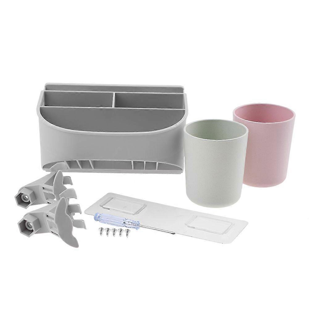 Compact Toothbrush Rack Multi-functional Bathroom Organizer Cosmetic Shaver Storage Holder(#1)