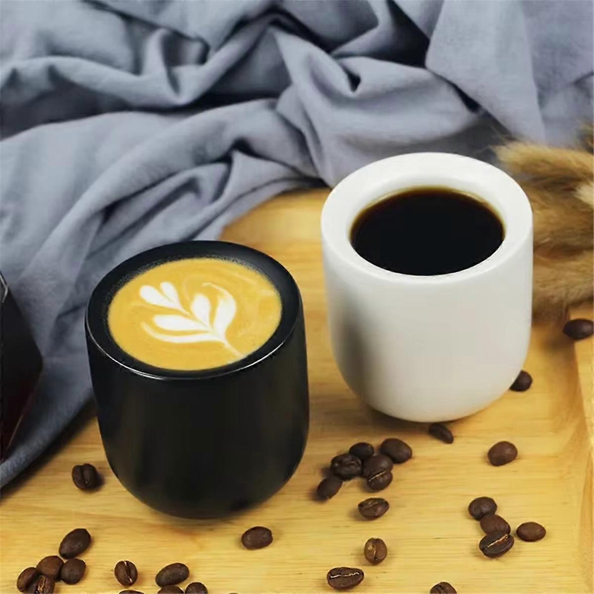 2Pcs Ceramic Coffee Cup Set,Espresso, Latte, Milk & Cold Brew,Thickened Design,Ideal for Kitchen & H