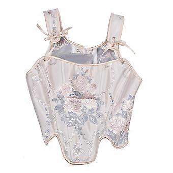 Women Corset Embroidered Bustier for Female SlimShaping Girdle Lace-Up Tied TankTop AnimeParty Accessory Girl Costume  light pink XL