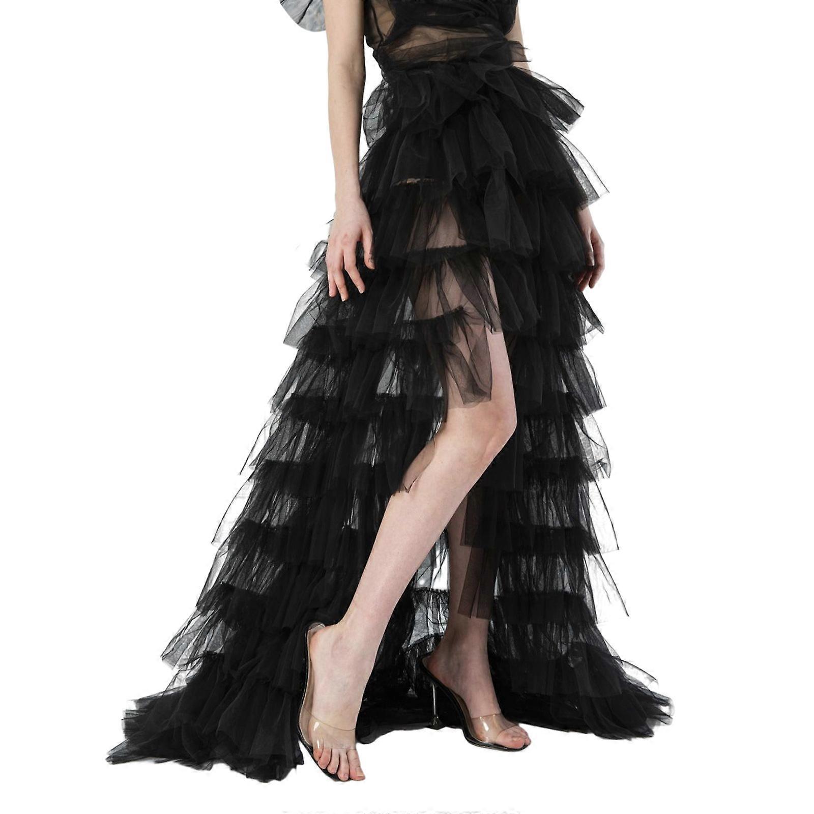 Maxi Mesh Tulle Skirt for Womens Detachable Wedding Train Skirt