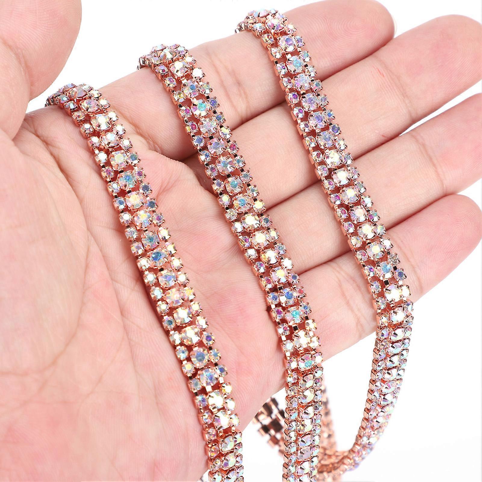 2 Yards 3 Rows Rose Gold Claw Chain for Clothes & Crafts 0.91m