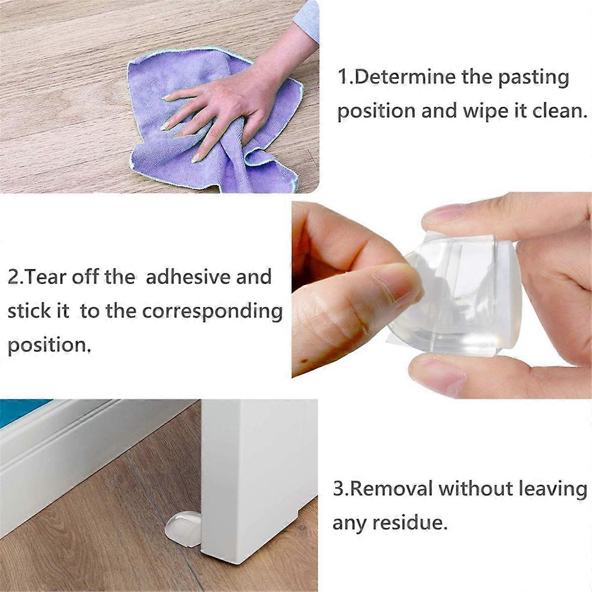 Set of 6 Door Stops Floor for Gluing, Transparent Self-Adhesive