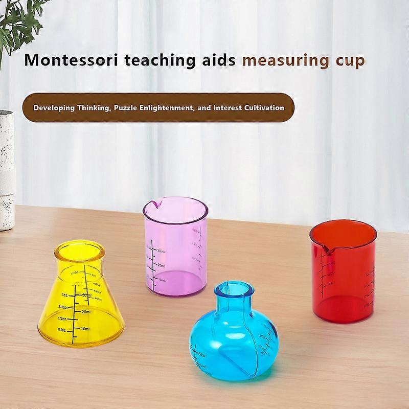 1 Set Educational Mini Measuring Cups Plastic Teaching Aid Science Experiment Sensory DIY 4 Colored Measuring Cups