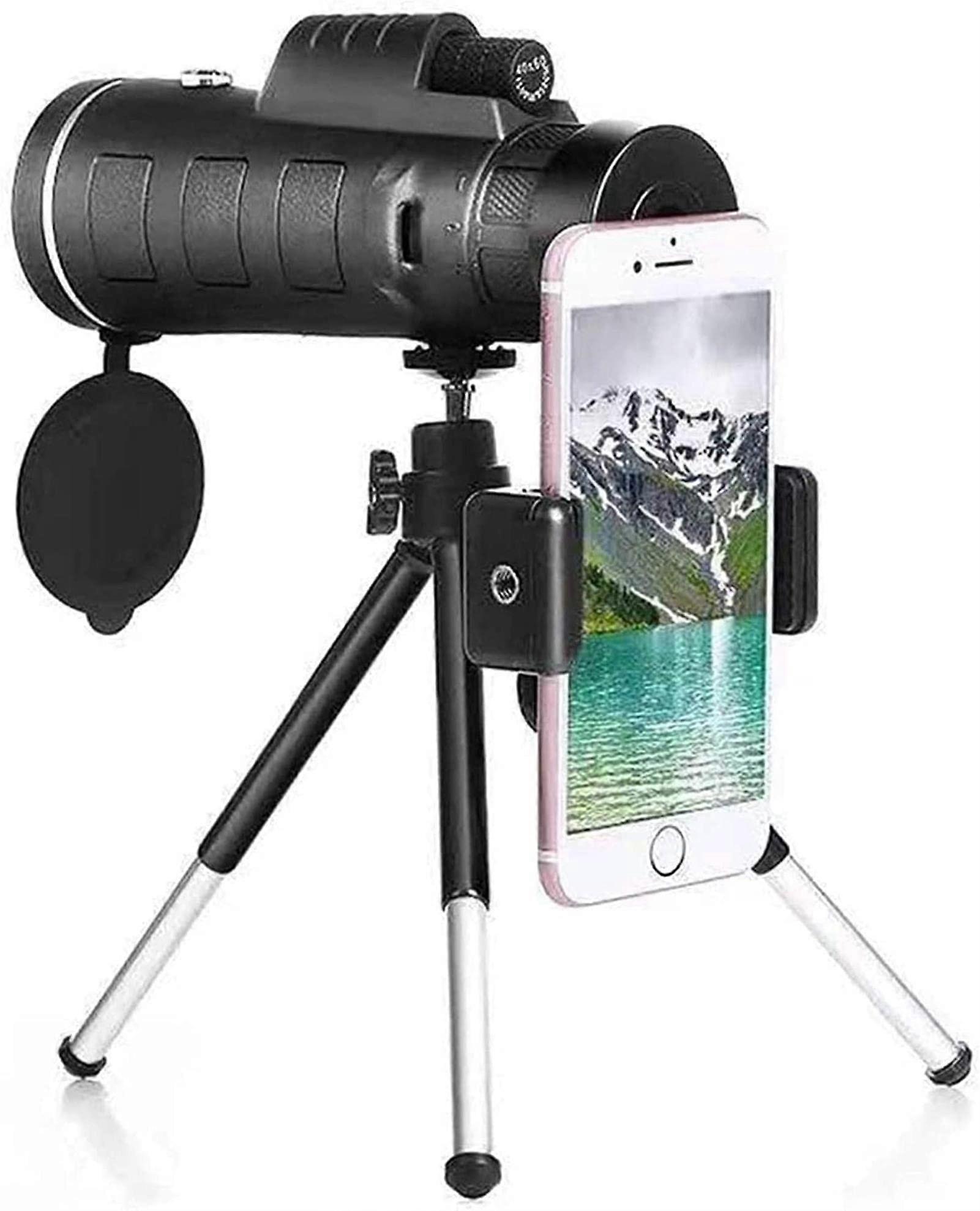 Monocular Telescope 40X60 for Smartphones with Tripod, Phone Clip, and Compass for Camping and Hiking